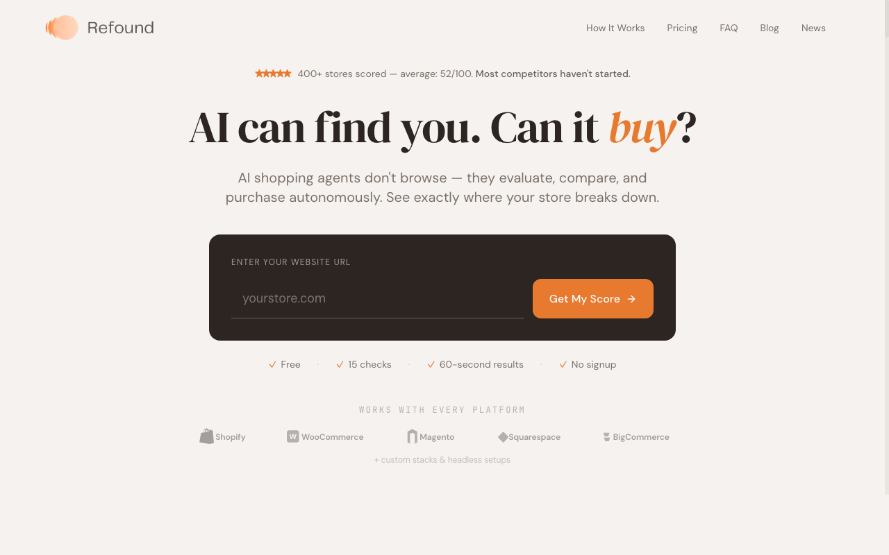 Refound AI landing page